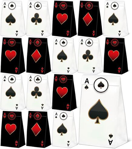 24 Pcs Casino Goodie Bags with Stickers,Poker Themed Decorations Birthday Favor Bags,Casino Party Gift Bags for Poker Party Supplies in Saudi Arabia