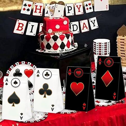 24 Pcs Casino Goodie Bags with Stickers,Poker Themed Decorations Birthday Favor Bags,Casino Party Gift Bags for Poker Party Supplies in Saudi Arabia