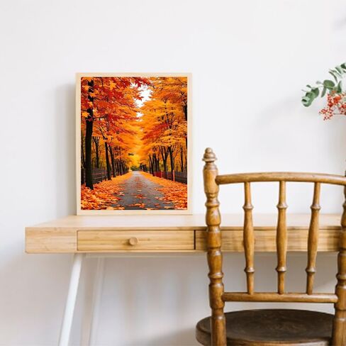 Autumn Paint by Numbers Landscape Paint by Numbers Kit for Adults with 3 Paintbrushes and Acrylic Pre Drawn Canvas Oil Painting Crafts, Home Wall Decor Gift, Hobbies for Women 16x20in Without Frame in Saudi Arabia