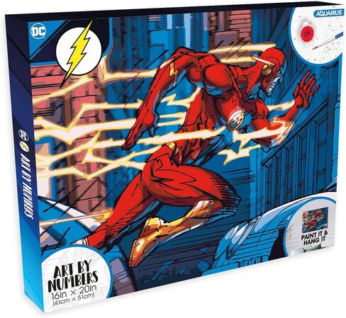 AQUARIUS The Flash Art by Numbers Painting Kit (16 x 20 Stretched Canvas) 24 Paints, 3 Paint Brushes, Ready to Hang, Officially Licensed DC Comics Collectible - 16x20 in in Saudi Arabia
