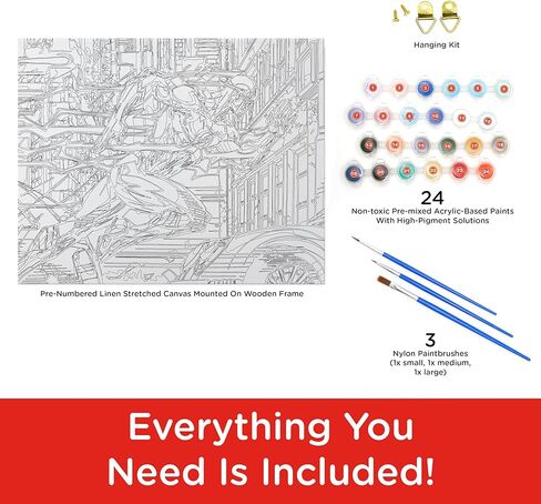 AQUARIUS The Flash Art by Numbers Painting Kit (16 x 20 Stretched Canvas) 24 Paints, 3 Paint Brushes, Ready to Hang, Officially Licensed DC Comics Collectible - 16x20 in in Saudi Arabia