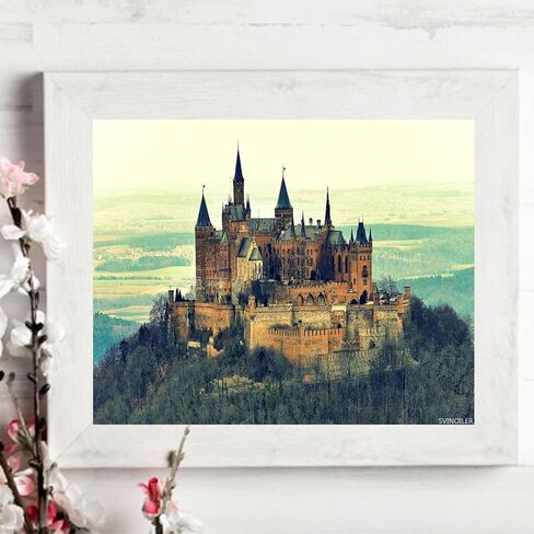 Burg Hohenzollern Castle Germany Mountain Painting by Numbers DIY Unique Canvas Oil Painting Kit Digital Painting 16x20inch Without Frame in Saudi Arabia