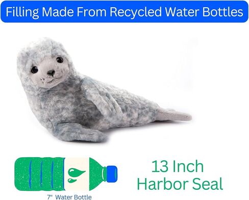 The Petting Zoo Harbor Seal Stuffed Animal Plushie, Gifts for Kids, Earth Keeperz Sealife Animals, Zoologee Grey Harbor Seal Plush Toy, 13 inches in Saudi Arabia