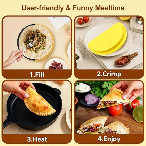 4 Pcs 8 Inch Tortilla Sealer, Tacos Crimper, Quesadillas Maker, Empanada & Samosa Maker, Burritos Press, Sandwich Sealer Tool, BPA-Free, For DIY Snacks & Lunchboxes, Black Yellow in Saudi Arabia