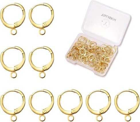 18K الذهب شغل القرط السنانير هيبوالرجينيك رافعة الظهر Huggie Earwires استرخى النتائج لمستلزمات صنع المجوهرات in Saudi Arabia