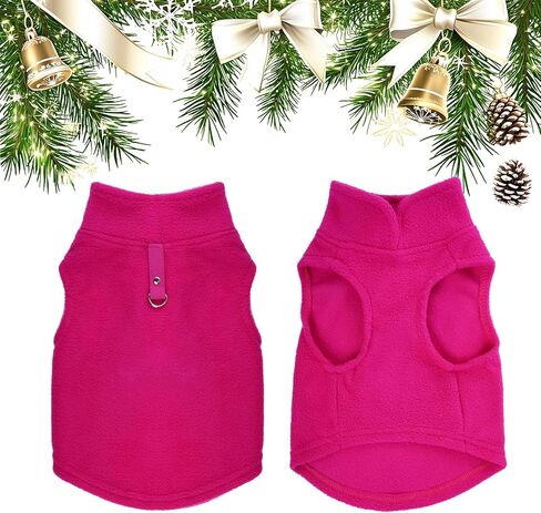 1Pcs Dog Sweater with Leash Ring, Winter Soft Fleece Dog Clothes, Warm Vest Pullover Warm Jacket for Small Puppy Dog Cat Pets(Rose Red, Medium) in Saudi Arabia