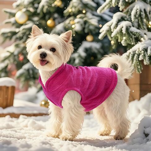 1Pcs Dog Sweater with Leash Ring, Winter Soft Fleece Dog Clothes, Warm Vest Pullover Warm Jacket for Small Puppy Dog Cat Pets(Rose Red, Medium) in Saudi Arabia