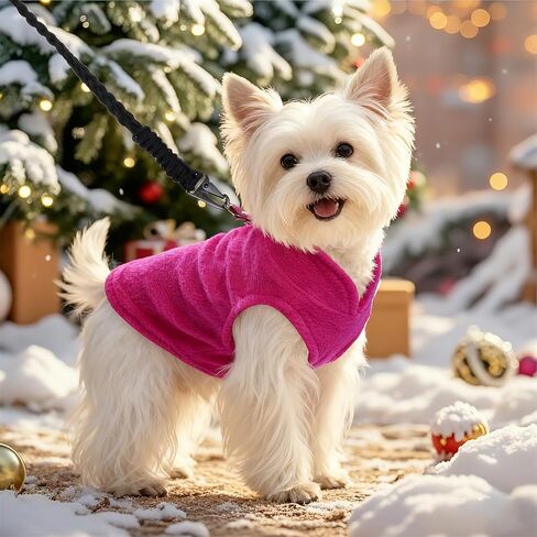 1Pcs Dog Sweater with Leash Ring, Winter Soft Fleece Dog Clothes, Warm Vest Pullover Warm Jacket for Small Puppy Dog Cat Pets(Rose Red, Medium) in Saudi Arabia