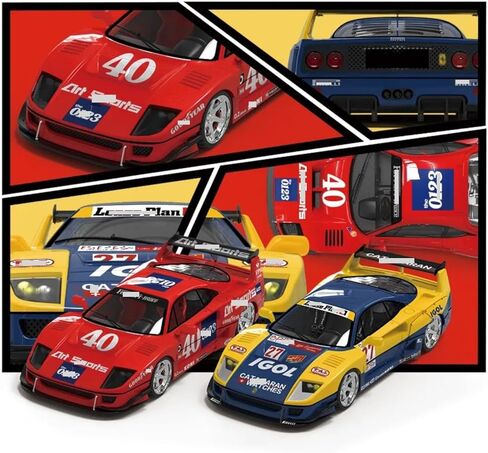 نموذج سيارة رياضية صغيرة مصنوعة من خليط معدني 1/64 F40 لسيارة فيراري F40#40 و#27 قابلة للجمع، لهواة جمع الهدايا المخصصة المثالية (أصفر) in Saudi Arabia
