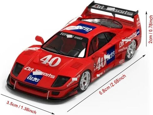 نموذج سيارة رياضية صغيرة مصنوعة من خليط معدني 1/64 F40 لسيارة فيراري F40#40 و#27 قابلة للجمع، لهواة جمع الهدايا المخصصة المثالية (أصفر) in Saudi Arabia