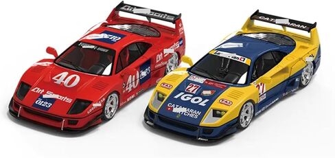 نموذج سيارة رياضية صغيرة مصنوعة من خليط معدني 1/64 F40 لسيارة فيراري F40#40 و#27 قابلة للجمع، لهواة جمع الهدايا المخصصة المثالية (أصفر) in Saudi Arabia