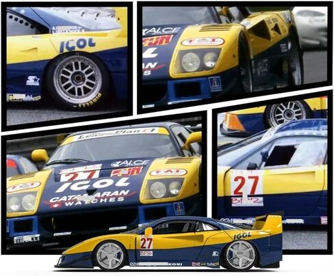نموذج سيارة رياضية صغيرة مصنوعة من خليط معدني 1/64 F40 لسيارة فيراري F40#40 و#27 قابلة للجمع، لهواة جمع الهدايا المخصصة المثالية (أصفر) in Saudi Arabia