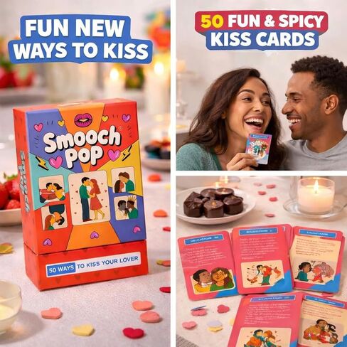 SmoochPop A Playful Couples Kissing Game | 50 Fun & Intimate Ways to Kiss Your Partner | Romantic Date Night Game | for Couples in Saudi Arabia