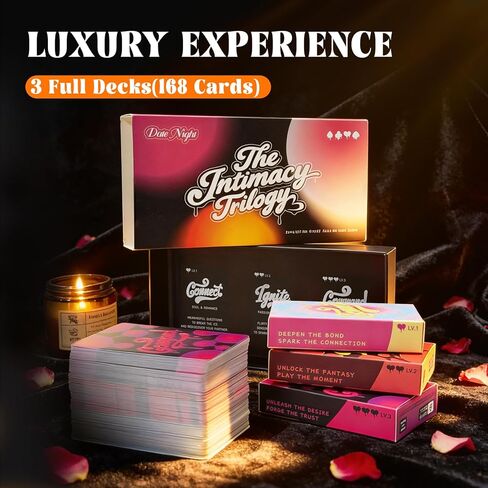 The Intimacy Trilogy Couples Card Game | 165+ Progressive Couple Cards for Couples | Deep Conversation Cards to Passion Exploration Games | Spicy Date Night Gift for Anniversaries, Valentines, Bedroom in Saudi Arabia