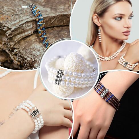 60 Pcs 6 Styles 2 Colors Multi Hole Metal Bar Spacers Links, Tibetan Style Rectangle Spacer Bar Link Connectors Multi Strand Separator for Jewelry Making in Saudi Arabia