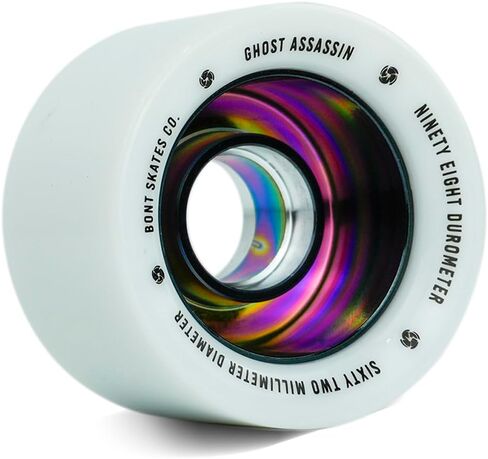 Bont Ghost Assassin Roller Skate Wheels | 62mm 98A | Aluminum Hub | Jam & Speed Skating | Indoor | Set of 4 wheels | White in Saudi Arabia