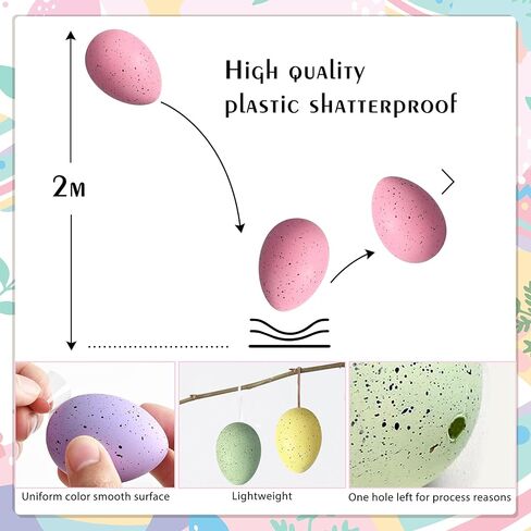 Waipfaru 20 Pcs Easter Eggs, 2.4'' Plastic Speckled Easter Eggs and Vase Filler, Pastel Easter Eggs for DIY Spring Farmhouse Home Table Easter Decorations (Purple, Pink, Yellow, Green) in Saudi Arabia