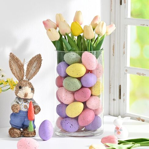 Waipfaru 20 Pcs Easter Eggs, 2.4'' Plastic Speckled Easter Eggs and Vase Filler, Pastel Easter Eggs for DIY Spring Farmhouse Home Table Easter Decorations (Purple, Pink, Yellow, Green) in Saudi Arabia