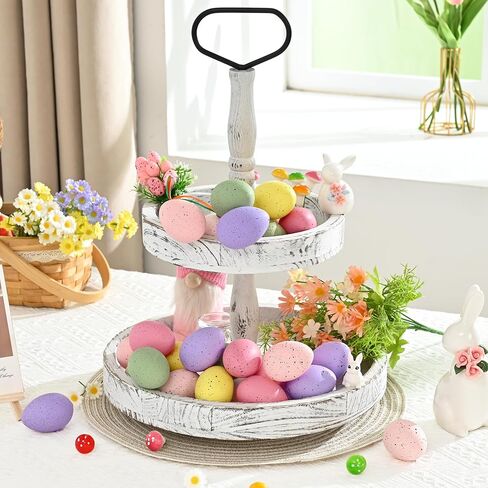 Waipfaru 20 Pcs Easter Eggs, 2.4'' Plastic Speckled Easter Eggs and Vase Filler, Pastel Easter Eggs for DIY Spring Farmhouse Home Table Easter Decorations (Purple, Pink, Yellow, Green) in Saudi Arabia