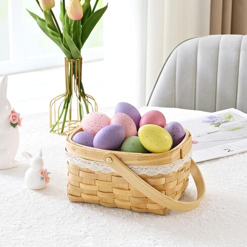 Waipfaru 20 Pcs Easter Eggs, 2.4'' Plastic Speckled Easter Eggs and Vase Filler, Pastel Easter Eggs for DIY Spring Farmhouse Home Table Easter Decorations (Purple, Pink, Yellow, Green) in Saudi Arabia