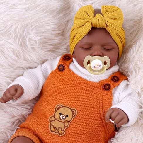 BABESIDE Lifelike Reborn Baby Dolls Black, 20 Inch Realistic Black Baby Doll Girl Newborn Real Life Baby Dolls Soft Vinyl & Cloth Body with Feeding Kit Gift Box for Kids Ages 3+ in Saudi Arabia