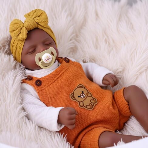 BABESIDE Lifelike Reborn Baby Dolls Black, 20 Inch Realistic Black Baby Doll Girl Newborn Real Life Baby Dolls Soft Vinyl & Cloth Body with Feeding Kit Gift Box for Kids Ages 3+ in Saudi Arabia
