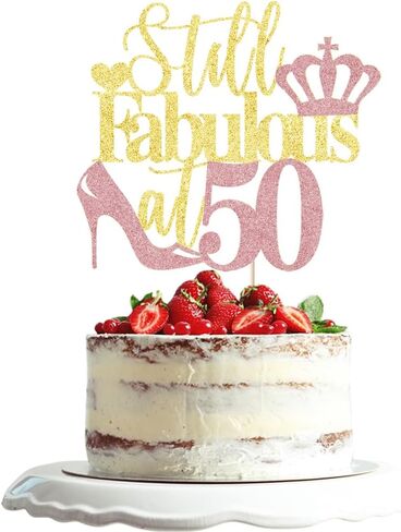 لا تزال رائعة في 50 كعكة توبر، عيد ميلاد سعيد 50 كعكة توبر، تاج الملكة عالية الكعب كعكة توبر، الدخول إلى 50 زينة كعكة عيد ميلاد in Kuwait