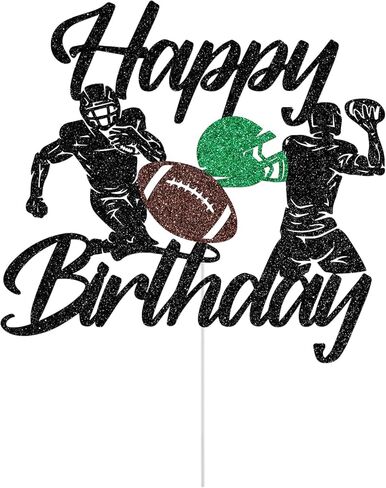 Football Happy Birthday Cake Topper, Rugby Player Birthday Cake Topper, Football Sport Theme Bday Anniversary Party Decorations Glitter in Saudi Arabia