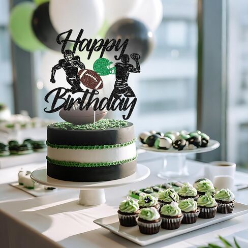 Football Happy Birthday Cake Topper, Rugby Player Birthday Cake Topper, Football Sport Theme Bday Anniversary Party Decorations Glitter in Saudi Arabia