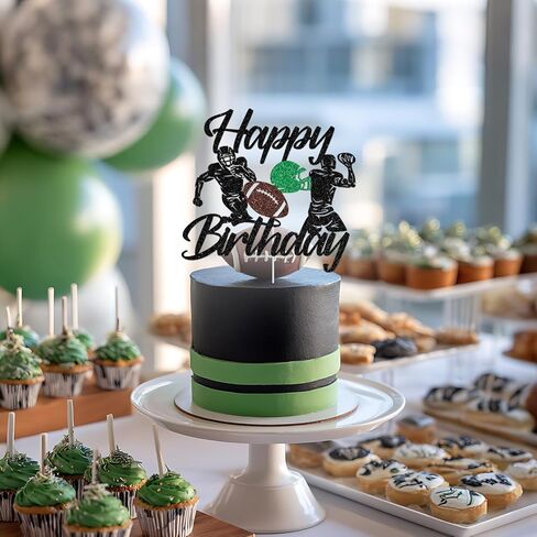 Football Happy Birthday Cake Topper, Rugby Player Birthday Cake Topper, Football Sport Theme Bday Anniversary Party Decorations Glitter in Saudi Arabia