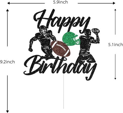 Football Happy Birthday Cake Topper, Rugby Player Birthday Cake Topper, Football Sport Theme Bday Anniversary Party Decorations Glitter in Saudi Arabia