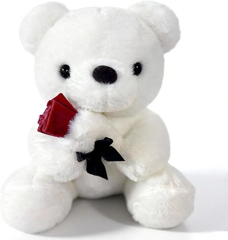 Teddy Bear Stuffed Animal, 9-Inch Small Teddy Bear with Rose - Soft Stuffed Animal Plush Toy, Romantic Stuffed Bear Gifts for Girlfriend, Wife on Anniversary, Birthday, or valentines Day Gifts in Saudi Arabia