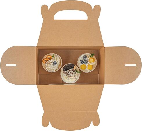 Bio Tek 8.5 x 4.8 x 5.5 Inch Gable Boxes For Party Favors, 25 Attractive Gift Boxes - Clear PET Window, Built-In Handle, Kraft Paper Gable Boxes, Greaseproof, For Parties in Saudi Arabia