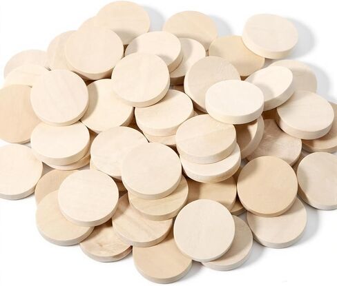 1Inch Round Wooden Discs, 60 Pack 0.2 Inch Thick Unfinished Wood Circle Blank Natural Wood Slices for Arts and Crafts Projects in Saudi Arabia