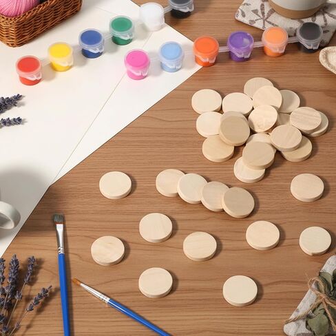 1Inch Round Wooden Discs, 60 Pack 0.2 Inch Thick Unfinished Wood Circle Blank Natural Wood Slices for Arts and Crafts Projects in Saudi Arabia
