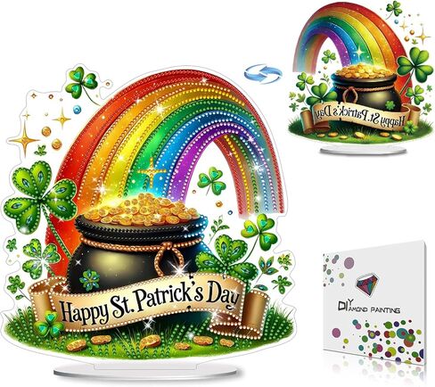 DoxQcs 5D منضدية عيد الحب عيد القديس باتريك عيد الفصح الماس مجموعة الرسم الفني الحلي للبالغين سطح المكتب زخرفة خاصة على شكل حجر الراين مكتب وضع زخرفة-St. يوم باتريك-2 in Kuwait