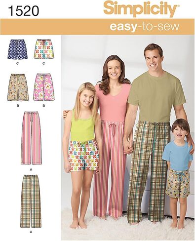 Simplicity 1520 Easy to Sew Pajama Pants Sewing Patterns, Adult Sizes XS-XL and Youth Sizes XS-L in Saudi Arabia