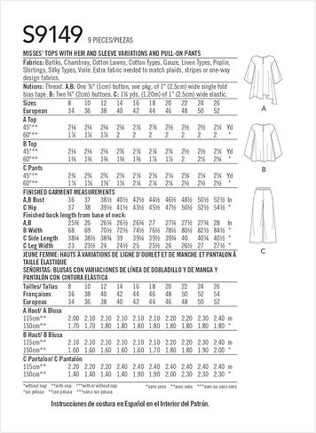 Simplicity Sewing Pattern S9149 Misses' Tops & Pants, Y5 (18-20-22-24-26) in Saudi Arabia