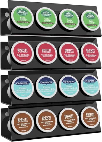 K Cup Holders, Acrylic Coffee Pods Organizer Stand Magnetic & Self-Adhesive Wall Mounted K Cup Stand for Kitchen Wall, Cabinet, Fridge (4 Pack for 16 Pods) in Saudi Arabia