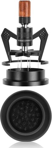IKAPE Mantis WDT Distribution Tool with Clean Brush, V3-54mm Espresso Stirrer for Barista - 8 Needle Espresso Stirrer with Dosing Funnel & Stand, Adjustable Needle Height, Walnut Handle in Saudi Arabia