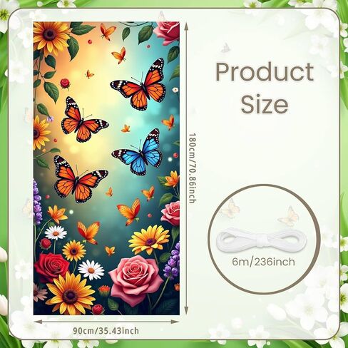 Welcome Butterfly Door Cover Welcome Spring Door Decorations Banner Flower Butterfly Banner Sign Photo Background for Spring and Summer Holiday Party Decor Indoor Outdoor Supplies in Saudi Arabia