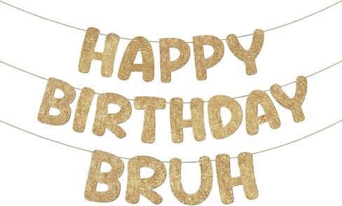 Fulmoon Pre Strung Happy Birthday Bruh Banner Glitter Teen Birthday Decorations Funny Gen Z Style Slang Party Supplies, Favors, Ideas and Gifts(Dark Blue) in Saudi Arabia