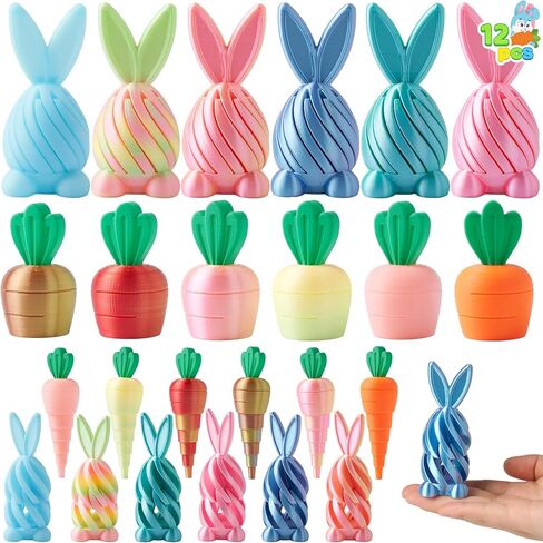 JOYIN 12Pcs Easter 3D Printed Toys, Bunny and Carrot Fidget Toys, 3D Printed Stress Relief Toys for Classroom Prize Supplies, Party Favors, Easter Egg Hunt Basket Stuffers Fillers. in Saudi Arabia