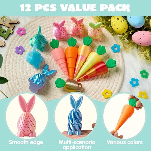 JOYIN 12Pcs Easter 3D Printed Toys, Bunny and Carrot Fidget Toys, 3D Printed Stress Relief Toys for Classroom Prize Supplies, Party Favors, Easter Egg Hunt Basket Stuffers Fillers. in Saudi Arabia