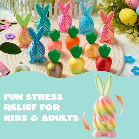 JOYIN 12Pcs Easter 3D Printed Toys, Bunny and Carrot Fidget Toys, 3D Printed Stress Relief Toys for Classroom Prize Supplies, Party Favors, Easter Egg Hunt Basket Stuffers Fillers. in Saudi Arabia