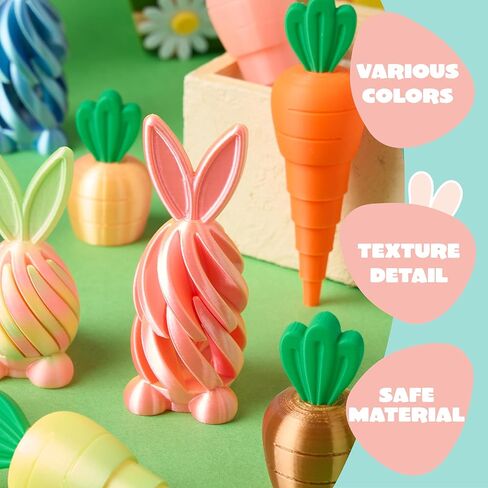 JOYIN 12Pcs Easter 3D Printed Toys, Bunny and Carrot Fidget Toys, 3D Printed Stress Relief Toys for Classroom Prize Supplies, Party Favors, Easter Egg Hunt Basket Stuffers Fillers. in Saudi Arabia