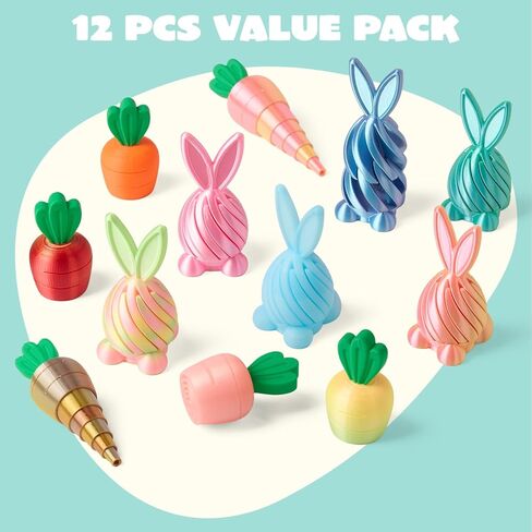 JOYIN 12Pcs Easter 3D Printed Toys, Bunny and Carrot Fidget Toys, 3D Printed Stress Relief Toys for Classroom Prize Supplies, Party Favors, Easter Egg Hunt Basket Stuffers Fillers. in Saudi Arabia