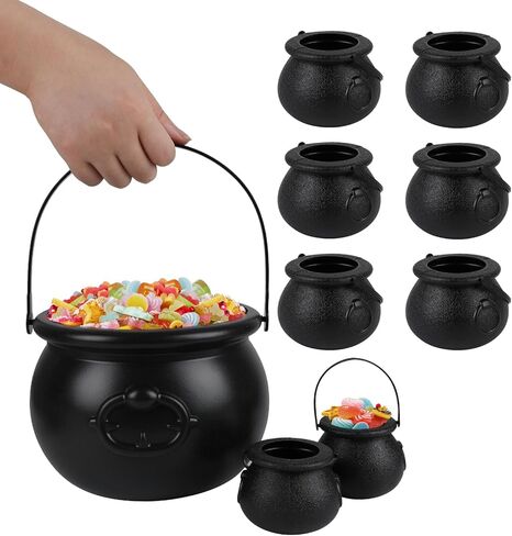 DIYASY Mini Plastic Cauldron,12 Pcs Witch Calderon Pot Black Buckets with Handle for Kids Halloween Candy St. Patrick's Coins Holder & Party Favors in Saudi Arabia