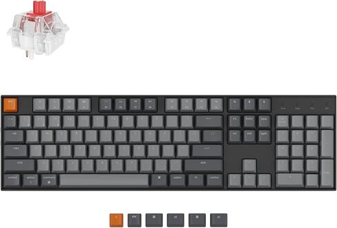 Keychron K10 Full Size Layout RGB Backlit Hot-Swappable Mechanical Gaming Keyboard for Mac Windows, Multitasking 104-Key Bluetooth Wireless/USB Wired Computer Keyboard with Keychron Super Red Switch in Kuwait