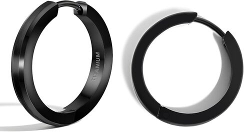 TGNEL Chunky Diamond-Cut Titanium Hoop Earrings for Women Men, Lightweight Pure Titanium Huggies Earrings Hoops for Sensitive Ears in Saudi Arabia